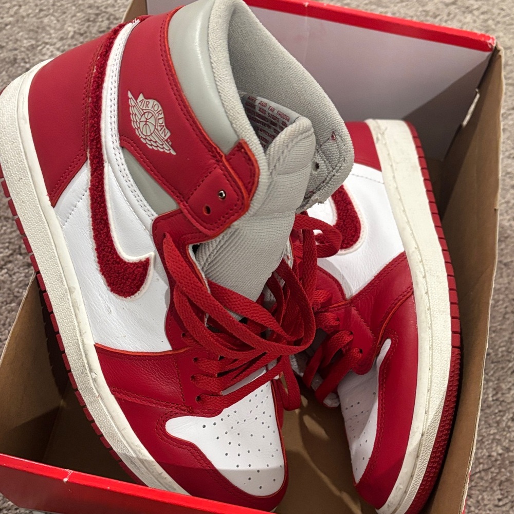 Red and White High-Top Sneakers